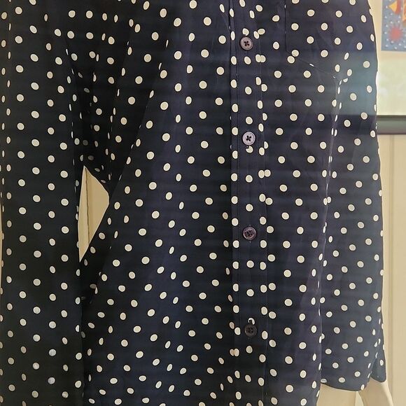 Tory Burch Blue Peter Pan Collar Buttoned Silk Blouse. As Seen On Princess Kate - Picture 5 of 10